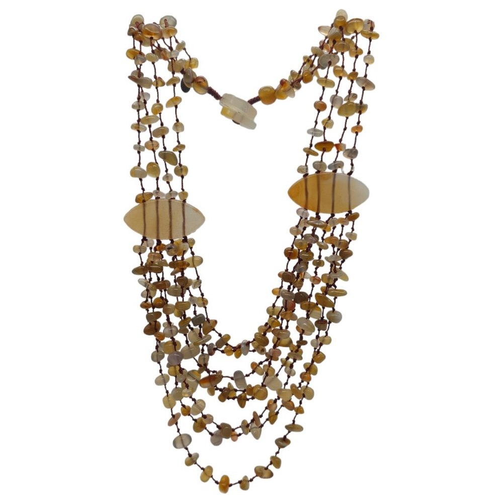 Sajen 925 Vintage Butterscotch Gemstone Necklace Multi Stranded Toggle Clasp F20